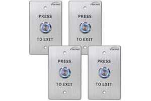 Visionis 4 Pack FPC-7497 VIS-7001 Indoor Outdoor Weather Waterproof IP65 Stainless Steel Door Bell Type Round Request To Exit Button Standard Size Door Access Control with LED Light NC COM NO Outputs