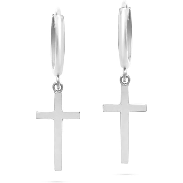 Alex And Elsa 14k Solid Gold Crucifix Earrings – 29mm X 12mm Jesus Cross Dangle – 2-Tone Nickel-Free