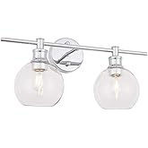 Living District Collier 2-Light Metal Wall Sconce in Chrome and Clear Glass