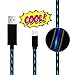 iPhone Charger Lingoboi 3.0ft Visible Flowing 8Pin LED Lightning to USB LED Cable Sync & CHarging Cord for iPhone 7 7 Plus 6 6s 6 plus 6s plus, iPhone 5 5s 5c,iPad, iPod and More (Black/Blue)