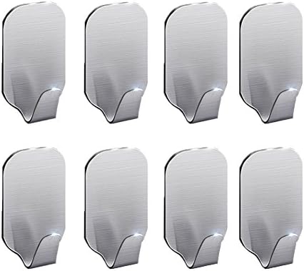 Labkiss 3M Adhesive Hooks, Super Power Heavy Duty J Hooks, NO Drill, NO Mark, Waterproof, Wall Mount Hooks for Coat Towel Robe Key, Design for Hotel Bedroom Bathroom Kitchen Cabinet Shower, 8 Pack