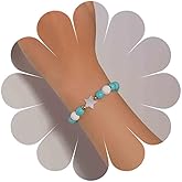 Iaceble Boho Turquoise Beaded Bracelet Turquoise Star Bracelet Chain Blue Turquoise Elastic Bracelets Stackable Turqoise Bracelet Hand Chain Jewelry for Women