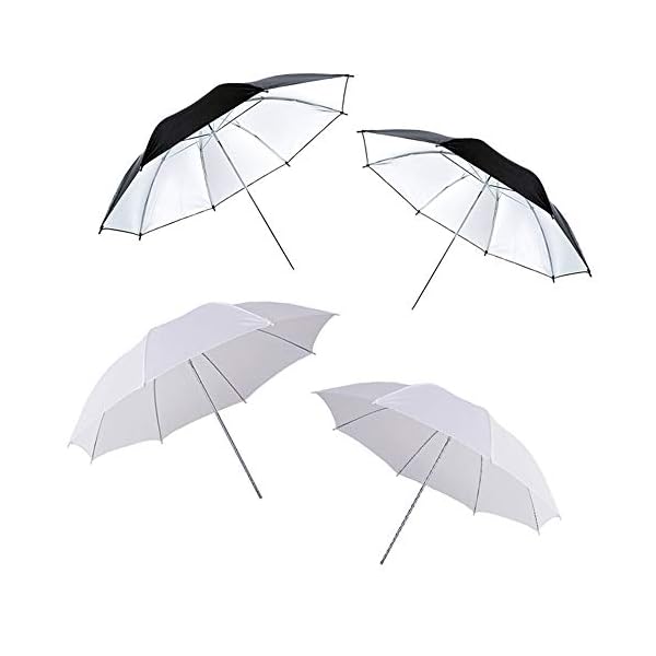 Fotografie-Regenschirm, Beleuchtung, 84 cm, weich, weiß, durchscheinend und reflektierend, für Foto- und Videostudioaufnahmen, 4 Stück