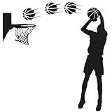 Dnven DIY Vinyl Basketball Players Shot Silhouette with Basketballs and Basketry Wall Decals Stickers for Boy Rooms (Shot)