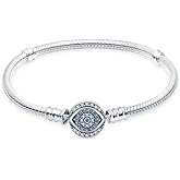 MICOO 925 Sterling Silver Snake Chain Butterfly Charms Bracelet, Evil Eye Bracelet with 5A Cubic Zirconia Bracelets for Women Birthday Gifts