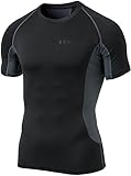 TSLA TM-MUB73-BKH_Large Men's Mesh-Side Panels Short Sleeve T-Shirt Cool Compression Baselayer MUB73