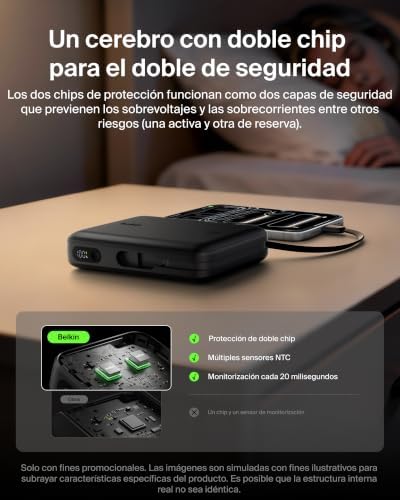 UltraCharge Batería Externa 20000 mAh Cable USB-C y Pantalla - Negro