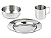 LunchBots Children's Stainless Steel Dish Set - 3-Piece Set Includes Plate (8
