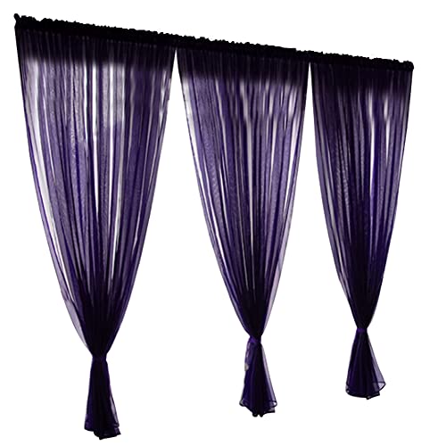 Panels Sheer Curtains, Simple Polyester Window Voile Tulle Curtain Sheer Panels Bedroom Living Room Decor(1x2.7m/3.3x8.9ft-Purple)