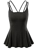 Doublju Womens Sleeveless Flare Peplum Top With Double Spaghetti Straps