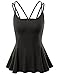 Doublju Womens Sleeveless Flare Peplum Top With Double Spaghetti Straps