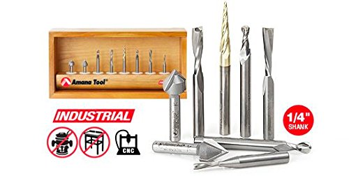 Amana Tool 3er-Set CNC-Fräser 6,35 Mm (1/4 Zoll) – Industriequalität Für 3D-Schnitzerei & Schilder