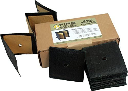Fire Squares, Easy Instant Fire Starters for Wood Stoves, Grills &amp; Camp Fires - 12 Pack