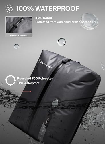 Black Voyage Reusable Vacuum Compression Travel Bag for Carry-On Suitcase and Backpack, Recycled IPX8 Waterproof Space Saver Vacpack (3-Pack, 18L - Pump Included)
