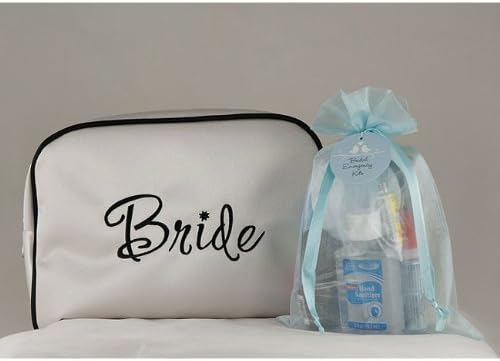 Wedding Day Bridal Emergency Kit in White Satin Bride Travel Bag by yacanna