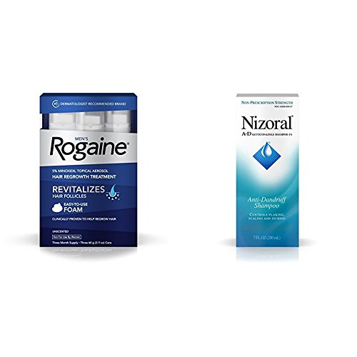 Men's Rogaine Foam Hair Loss Treatment (3-Month Supply) & Nizoral A-D Anti-Dandruff Shampoo (7 fl. oz)