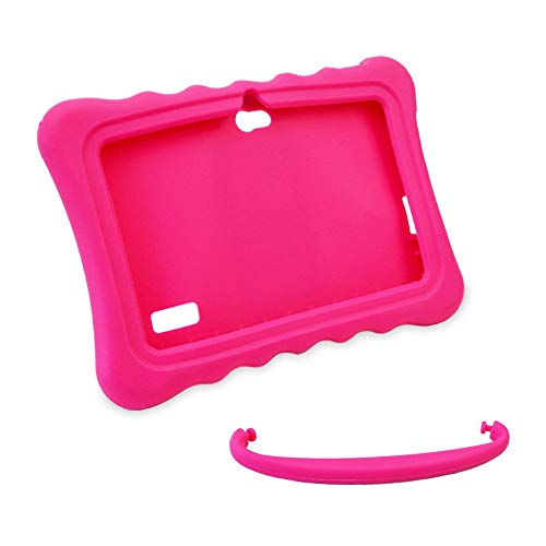 Shockproof Silicone Case, 7 inch Tablet PC case with Handle and Stand for Veidoo Kids Tablet PC T8 (8.3x6.3x0.8 inches) (Pink)