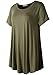 LARACE Women Short Sleeves Flare Tunic Tops for Leggings Flowy Shirt (L, Army Green)