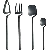 24 Piece Black Silverware Set for 6 Unique Flatware Cutlery Set Modern Stainless Steel Dinnerware Tableware Sets for Kitchen Family Gatherings &amp; Daily Use Dishwasher Safe