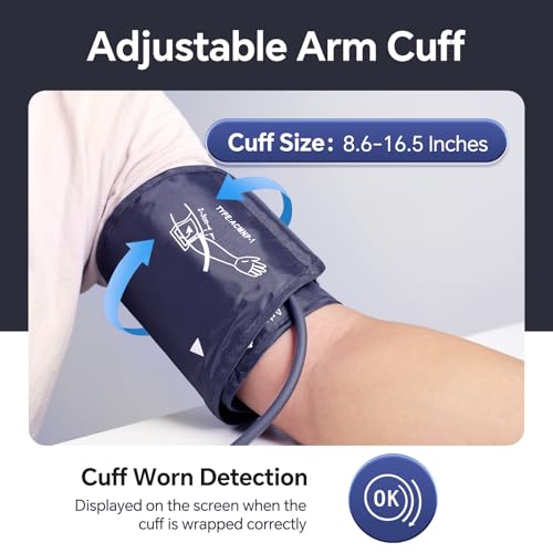 Blood Pressure Monitor, sinocare Upper Arm BPM with Large Cuff 22-42cm, Blood Pressure Monitors for Home Use，One-Button Operation, Dual User, Accurate & Practical