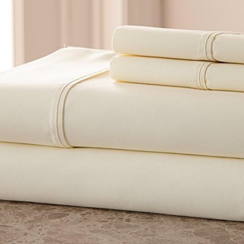1200 Thread Count Cotton Rich SOLID Hotel NY - Luxury CVC Egyptian Quality Collection Deep Pockets, STAIN FREE &amp; FADE RESISTANT Hypoallergenic Bed Sheets Queen Ivory Bedsheets