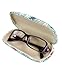 JAVOedge Elephant Print Fabric Covered Clam Shell Style Eyeglass Case, Microfiber Glasses Cleaning Cloth, Blue