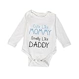 Gotd Newborn Infant Baby Boy Girl Long Sleeve Letter Print Romper Jumpsuit Clothes (3 Months, White)