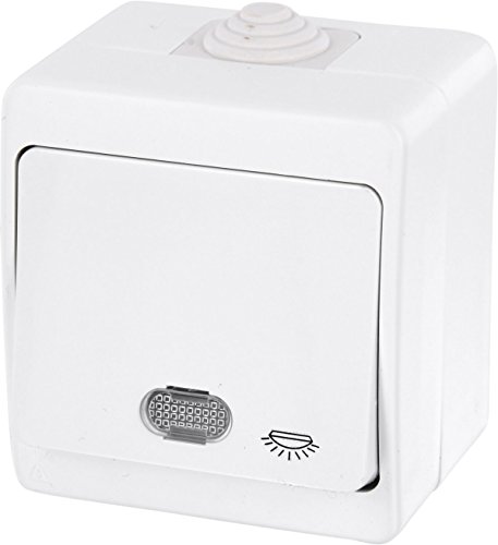 Aufputz Taster IP54 mit Licht-Symbol + LED-Beleuchtung - All-in-One - Serie G1 reinweiß – Bild 3