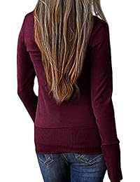 Rdfmy - Cardigan casual de manga larga con botones y cuello en V para mujer