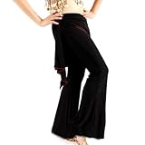 BellyLady Belly Dance Tribal Costume Pants, Yoga Salsa Ballroom Dance Pants BLACKRED
