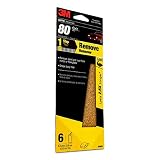 3M 80 Grit Sandpaper Sheet, 3-2/3in x 9in, 6 sheets