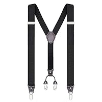 Buyless Fashion Mens 48" Elastic Adjustable 1 1/4" Suspenders In Y Shape - 5103-Black