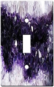 Geode Amethyst Crystal Decor Single Switch Plate Cover Metal