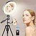 B-Land 8” Ring Light with Tripod Stand & Phone Holder, Removable Makeup Mirror with Lights, Dimmable RGB LED Selfie Ring Lights with Remote for Photos & YouTube Videos