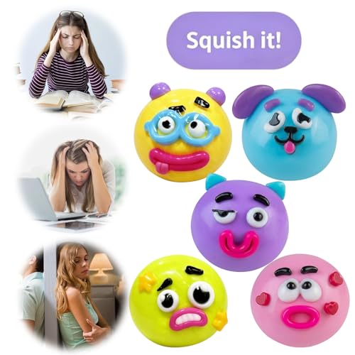 Smushers Squishies Slow Rising Stress Ball Non- Cute Slow Rise Relaxing Sensory Fidget for Ages 3+ Squeeze Sensory Ball Fun Desk Accessory for Adults (5pcs)