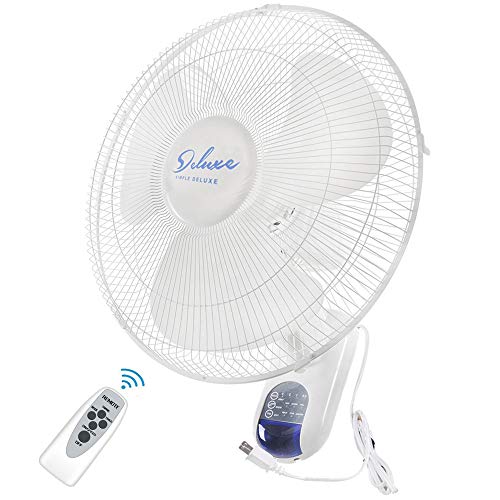 Simple Deluxe 16 Inch Adjustable Tilt, Household Wall Mount Fans Oscillating Quiet for Home, Shop and Office, 90 Degree, 3 Speed Settings, ETL Certified, 1 Pack, White