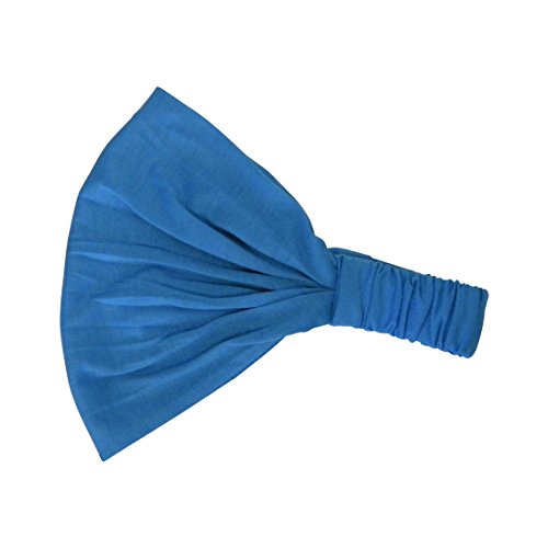 Light Blue Wide Cotton Headwrap Solid Boho Yoga Style Soft Headband