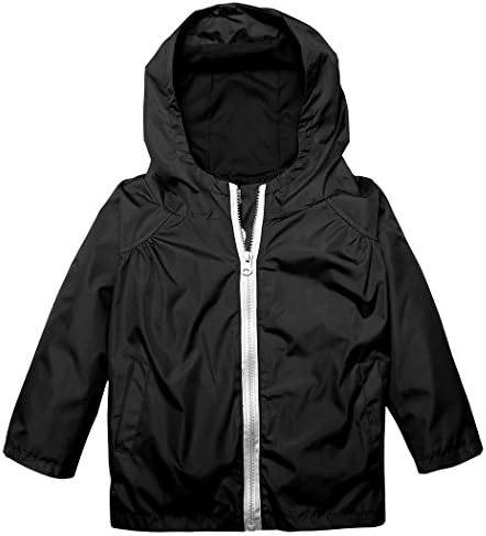 Billti Baby Kid Unisex Waterproof Raincoat Hooded Coat Lightweight Solid Jacket Cotton Outwear With Pocket For Age 2-9