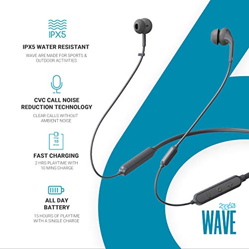 233621 Wave. Bluetooth 5.0 Wireless Neckband Headphones. 15 Hrs