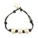 Womens Cultured Freshwater Pearl Bracelet with Leather Cord Beaded Jewelry 7.8'' Black Brown