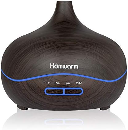 Homwarm アロマディフューザー 超音波式 大容量 400ML アロマ加湿器 卓上加湿器 空焚き防止 時間設定 木目調 【日本語取り扱い説明書付き】 (木目)