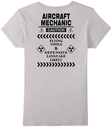 Women's Aircraft Mechanic, Caution Flying Tools &amp; Offensive Language Large Silver