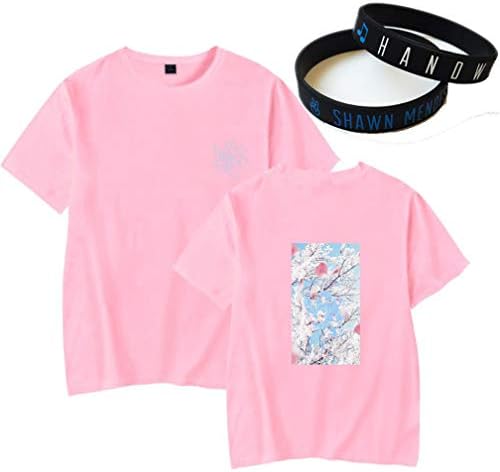 Shawn Mendes Pink T-Shirt Bracelet Cute Couple Gift Concert Album Print Tee Suit Match Personalised/B/M
