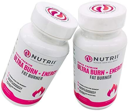 Nutrii โ Ultra Burn + Energy - #1 Energy + Fat Burner, Appetite Suppressant, Mental Focus, Vegan, Weight Loss Supplement, Increase Energy/Metabolism, Green Tea, Caffeine, CLA, Diet Pill, 60 Capsules