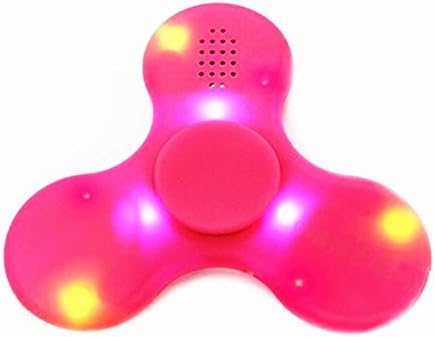Brand new iyouwei 3 in 1 fidget spinner with bluetooth speaker LED light wireless speaker with fingertip gyro LED light small toys but big fun (Rose Red )
