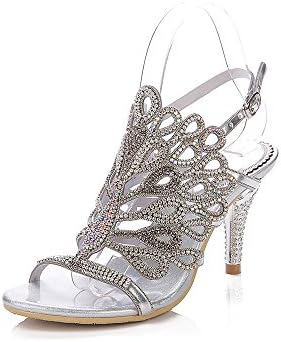 Geminigirl Womens Wedding Shoes - Peacock Rhinestone Dress Sandals with Heels