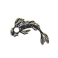 KOqwez33 Creative Enamel Lapel Pin, Unisex Cartoon White/Black Goldfish Carp Fish Brooch Pin Bag Lapel Badge Accessory Gift for Backpack Cloth Jacket Hat Black