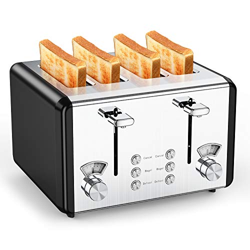 4 Slice Toaster, whall Stainless Steel,Bagel Toaster6 Bread Shade