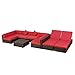 Outsunny 9 Piece Aluminum Outdoor Patio Rattan Sectional Furniture Set - Crimson