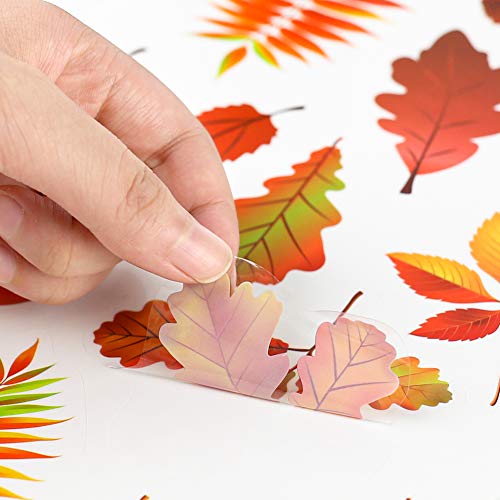 DomeStar Fall Leaves Window Clings, 174PCS Window Fall Stickers Maple Leaves Window Decals for Halloween Thanksgiving Day Decorations